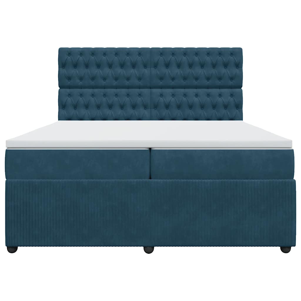 Giroletto a Molle con Materasso Blu 200x200 cm in Velluto
