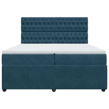 Giroletto a Molle con Materasso Blu 200x200 cm in Velluto