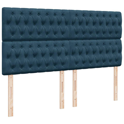 Giroletto a Molle con Materasso Blu 200x200 cm in Velluto