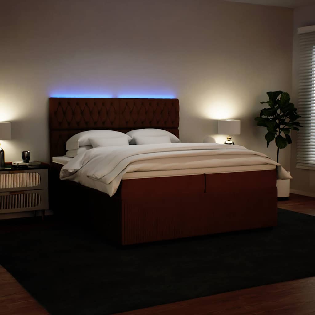 Giroletto a Molle con Materasso Rosa 200x200 cm in Velluto