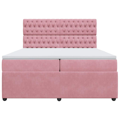 Giroletto a Molle con Materasso Rosa 200x200 cm in Velluto