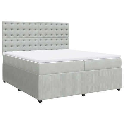 Giroletto a Molle con Materasso Grigio Chiaro 200x200cm Velluto
