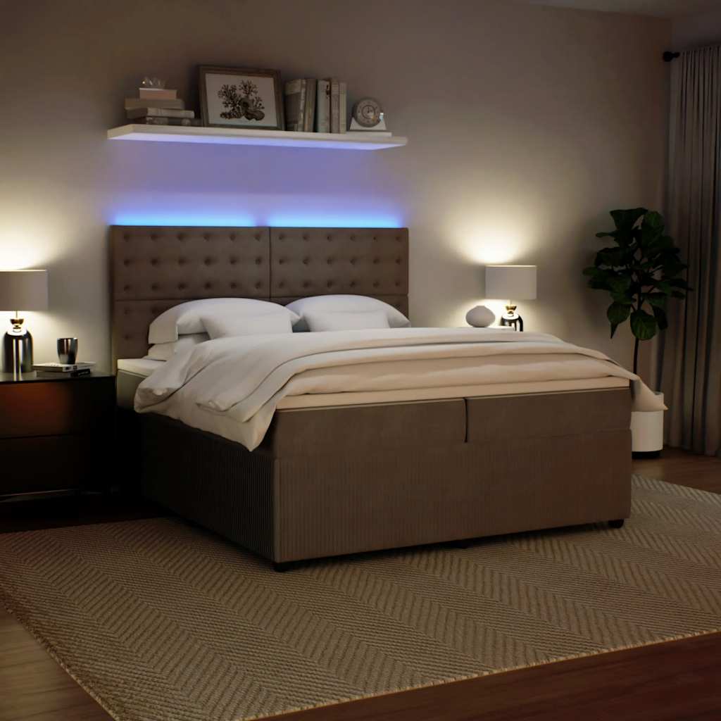 Giroletto a Molle con Materasso Grigio Chiaro 200x200cm Velluto