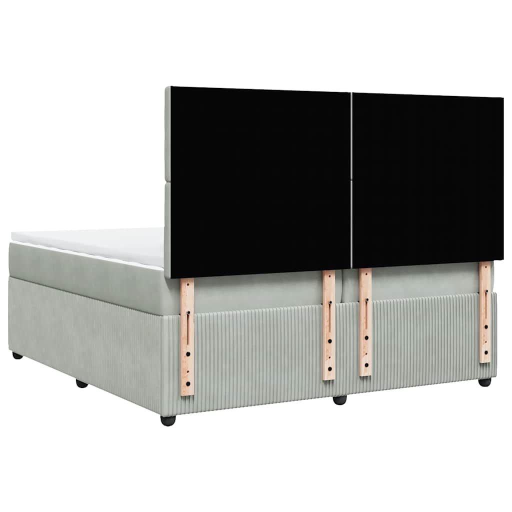 Giroletto a Molle con Materasso Grigio Chiaro 200x200cm Velluto