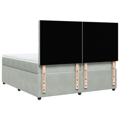 Giroletto a Molle con Materasso Grigio Chiaro 200x200cm Velluto