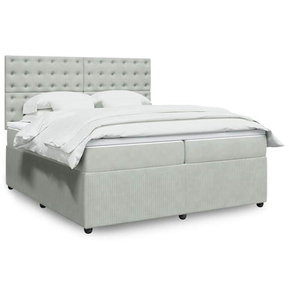 Giroletto a Molle con Materasso Grigio Chiaro 200x200cm Velluto