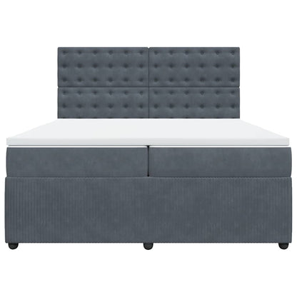 Giroletto a Molle con Materasso Grigio Scuro 200x200 cm Velluto - homemem39