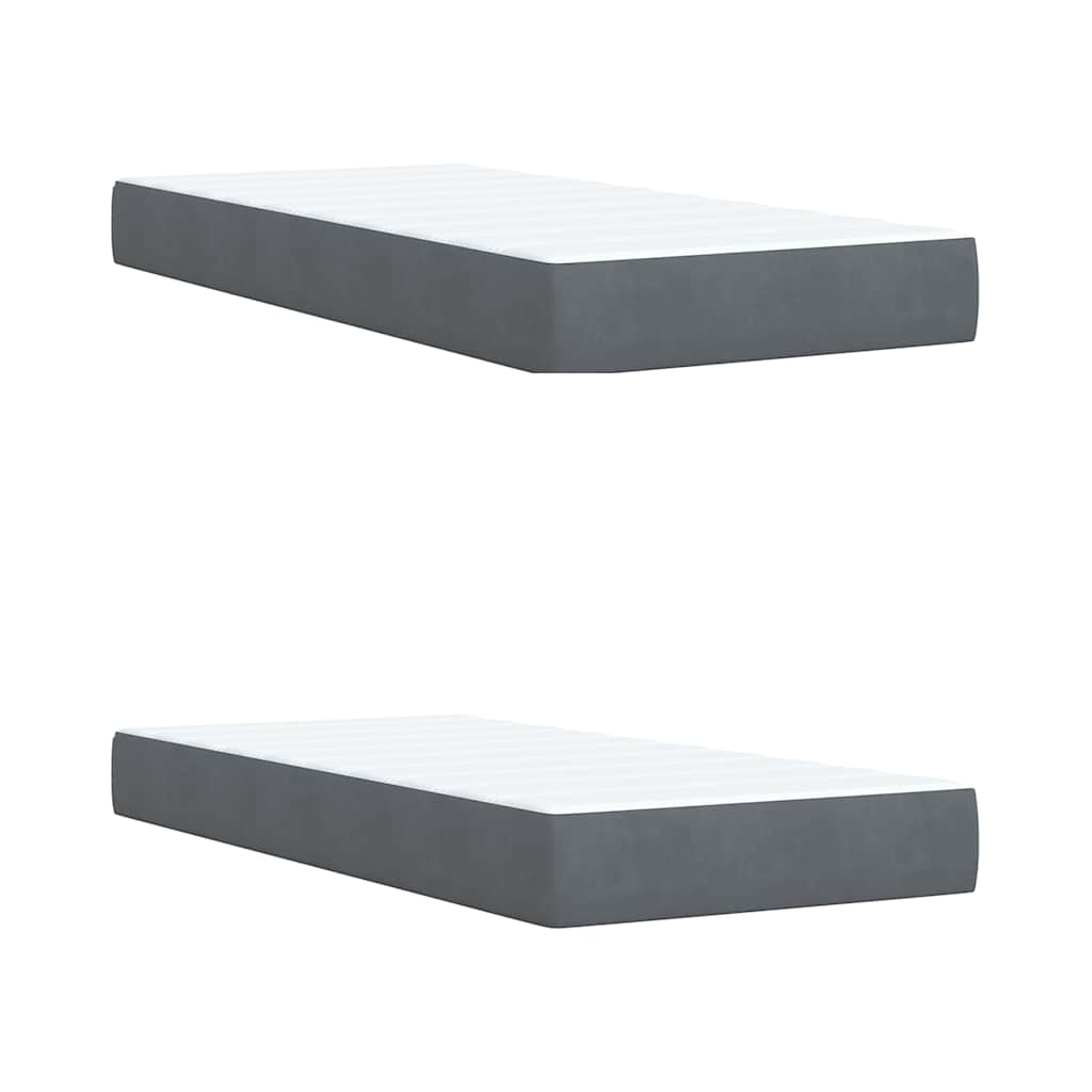 Giroletto a Molle con Materasso Grigio Scuro 200x200 cm Velluto