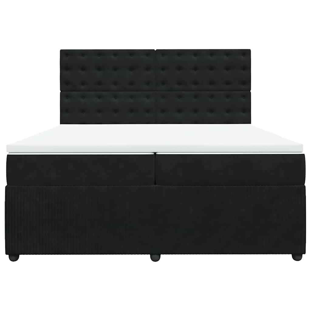 Giroletto a Molle con Materasso Nero 200x200 cm in Velluto - homemem39