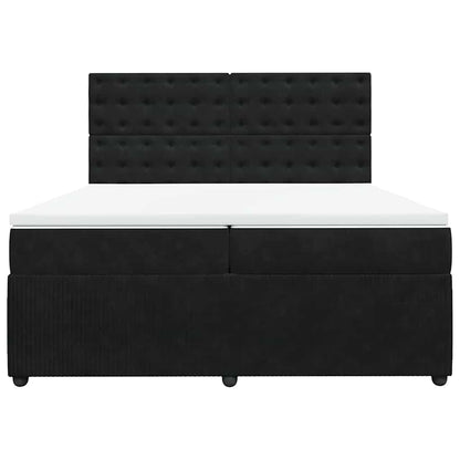 Giroletto a Molle con Materasso Nero 200x200 cm in Velluto - homemem39