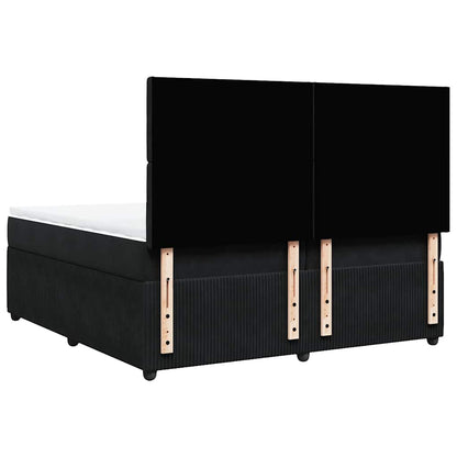 Giroletto a Molle con Materasso Nero 200x200 cm in Velluto
