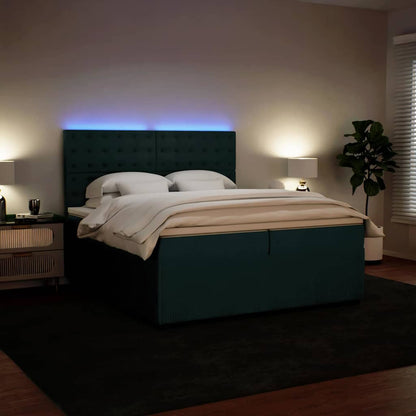 Giroletto a Molle con Materasso Verde Scuro 200x200 cm Velluto