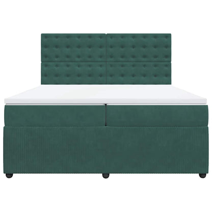 Giroletto a Molle con Materasso Verde Scuro 200x200 cm Velluto - homemem39