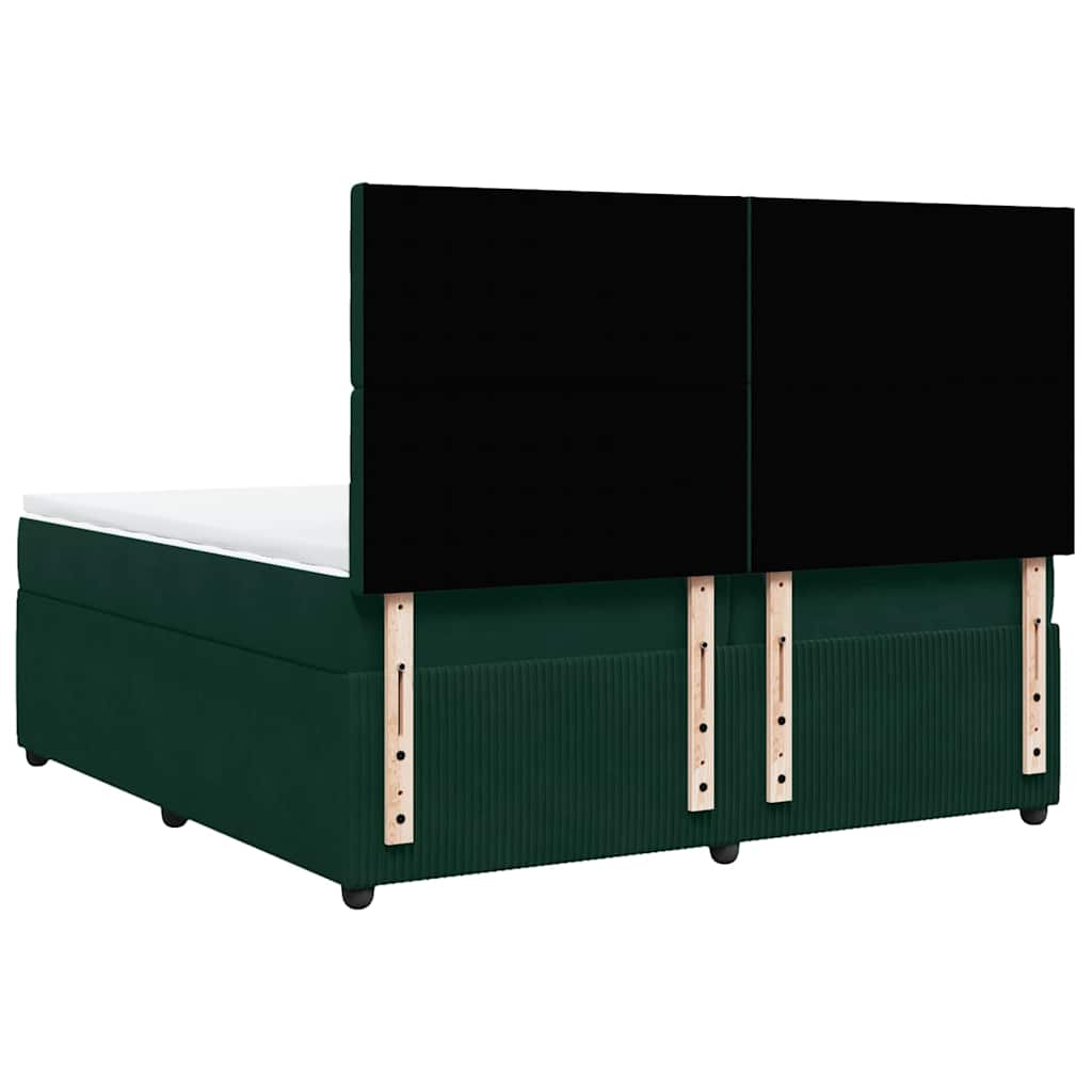 Giroletto a Molle con Materasso Verde Scuro 200x200 cm Velluto