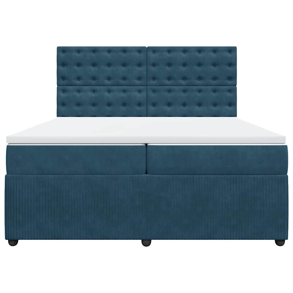 Giroletto a Molle con Materasso Blu 200x200 cm in Velluto