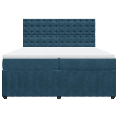 Giroletto a Molle con Materasso Blu 200x200 cm in Velluto