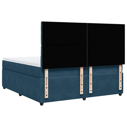 Giroletto a Molle con Materasso Blu 200x200 cm in Velluto