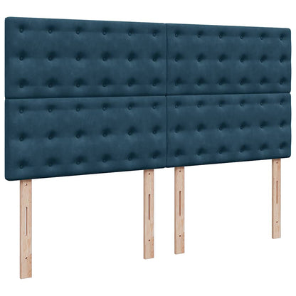 Giroletto a Molle con Materasso Blu 200x200 cm in Velluto