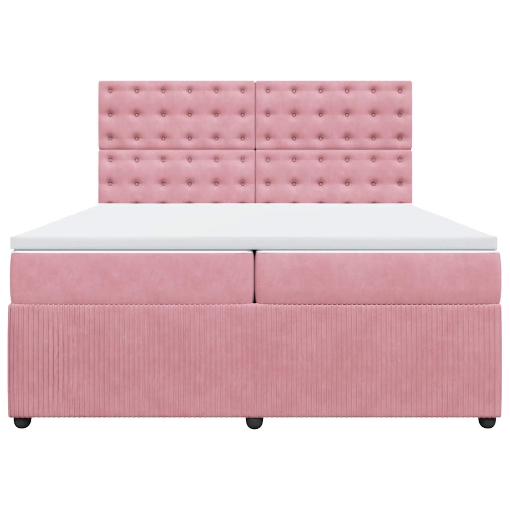 Giroletto a Molle con Materasso Rosa 200x200 cm in Velluto