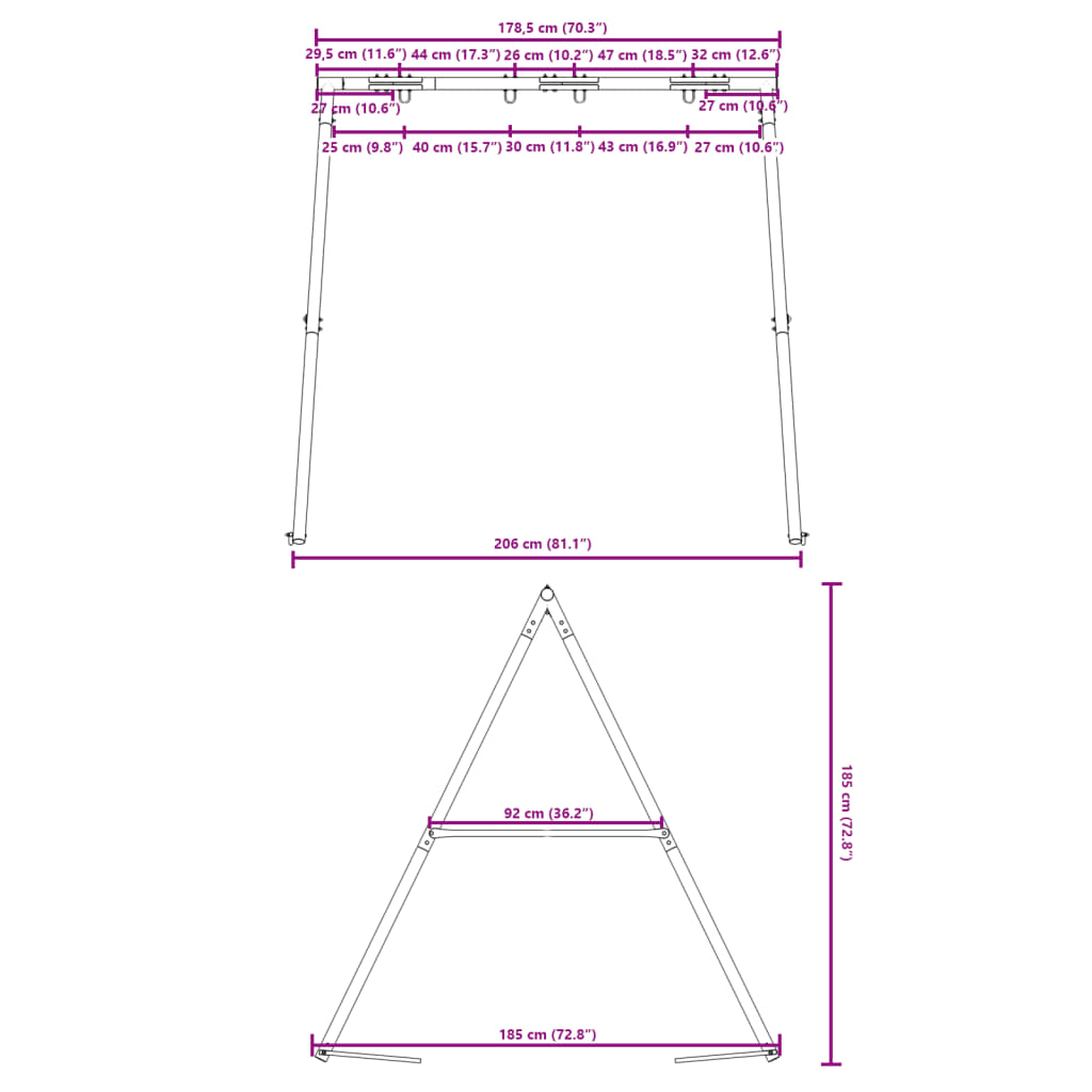 Telaio per Altalena da Esterno L 206 x A 185 cm | homemem39