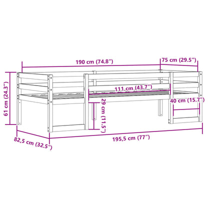 Giroletto per Bambini 75x190 cm in Legno Massello di Pino