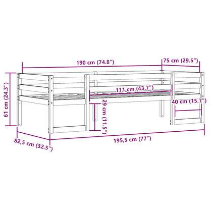 Giroletto Bambini Marrone Cera 75x190 cm Legno Massello di Pino