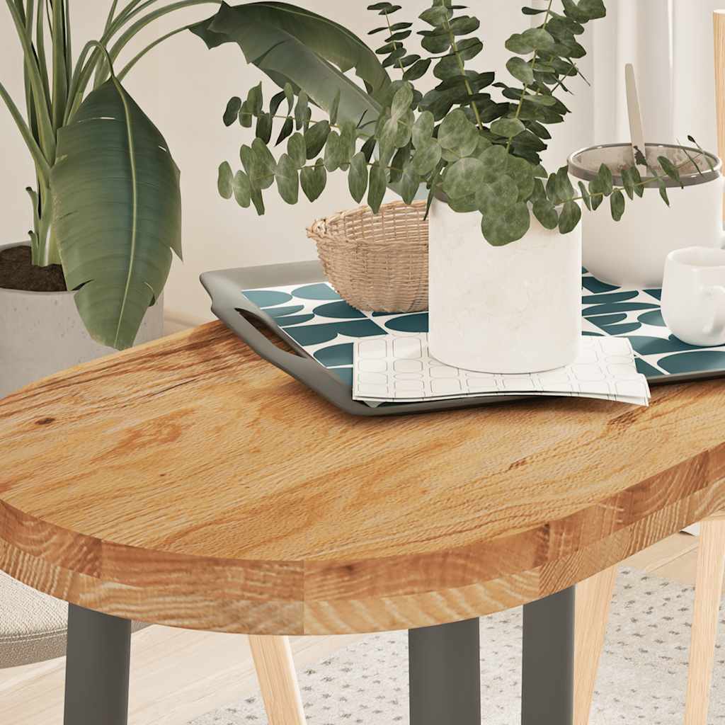 Piano Tavolo Marrone Chiaro 80x40x4 cm in Rovere Massello Ovale | homemem39
