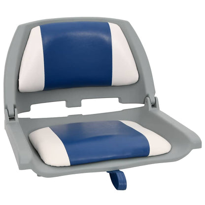 Set Sedile per Barca Pieghevole 2pz Blu e Bianco 48x51x41 cm