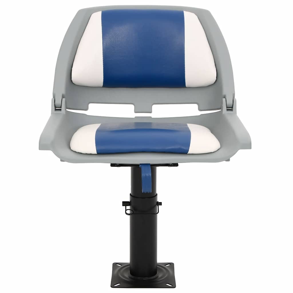 Set Sedile per Barca Pieghevole 2pz Blu e Bianco 48x51x41 cm