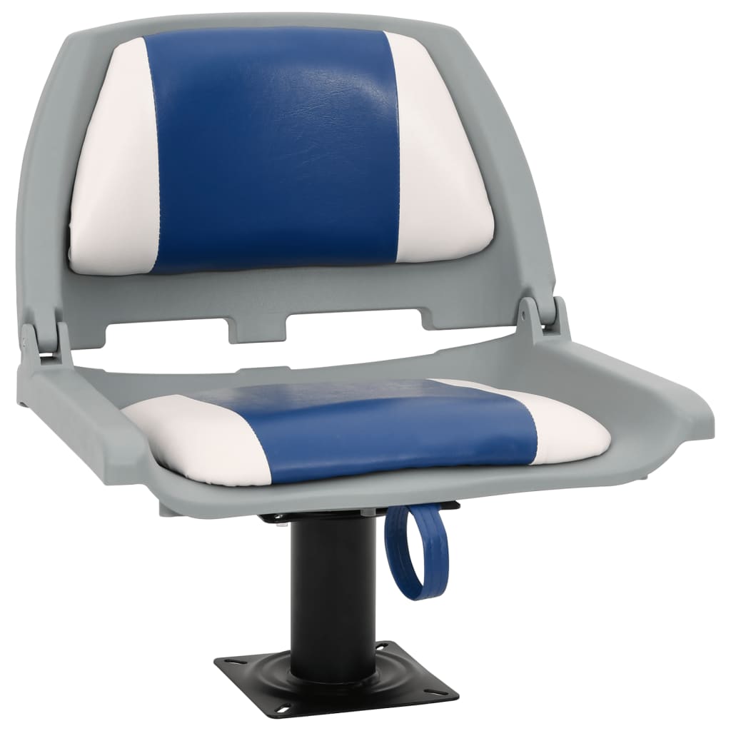Set Sedile per Barca Pieghevole 4 pz Blu e Bianco 48x51x41 cm | homemem39