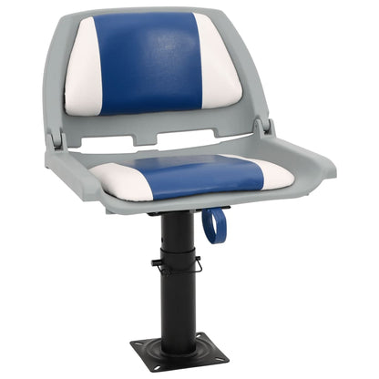 Set Sedile per Barca Pieghevole 4 pz Blu e Bianco 48x51x41 cm