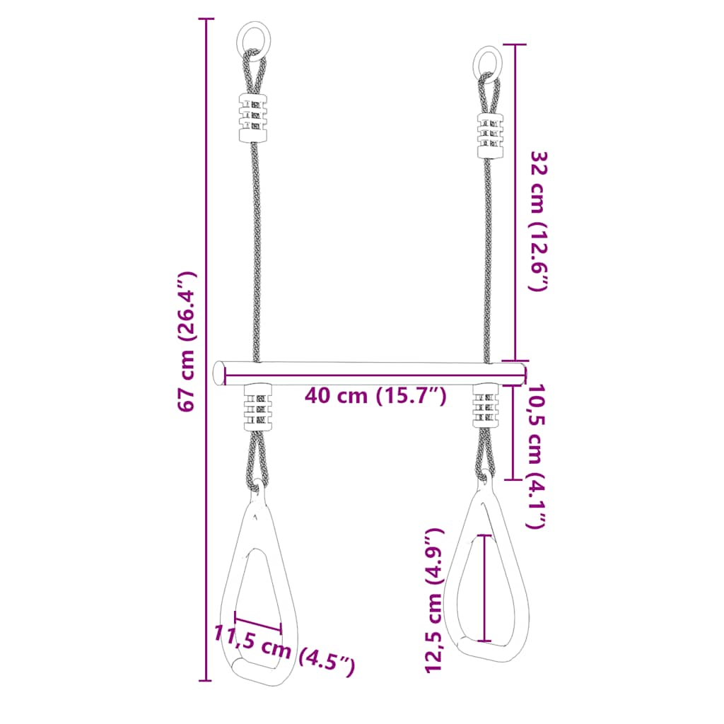 Barra Trapezio con Anelli per Bambini Blu e Verde in Acciaio | homemem39