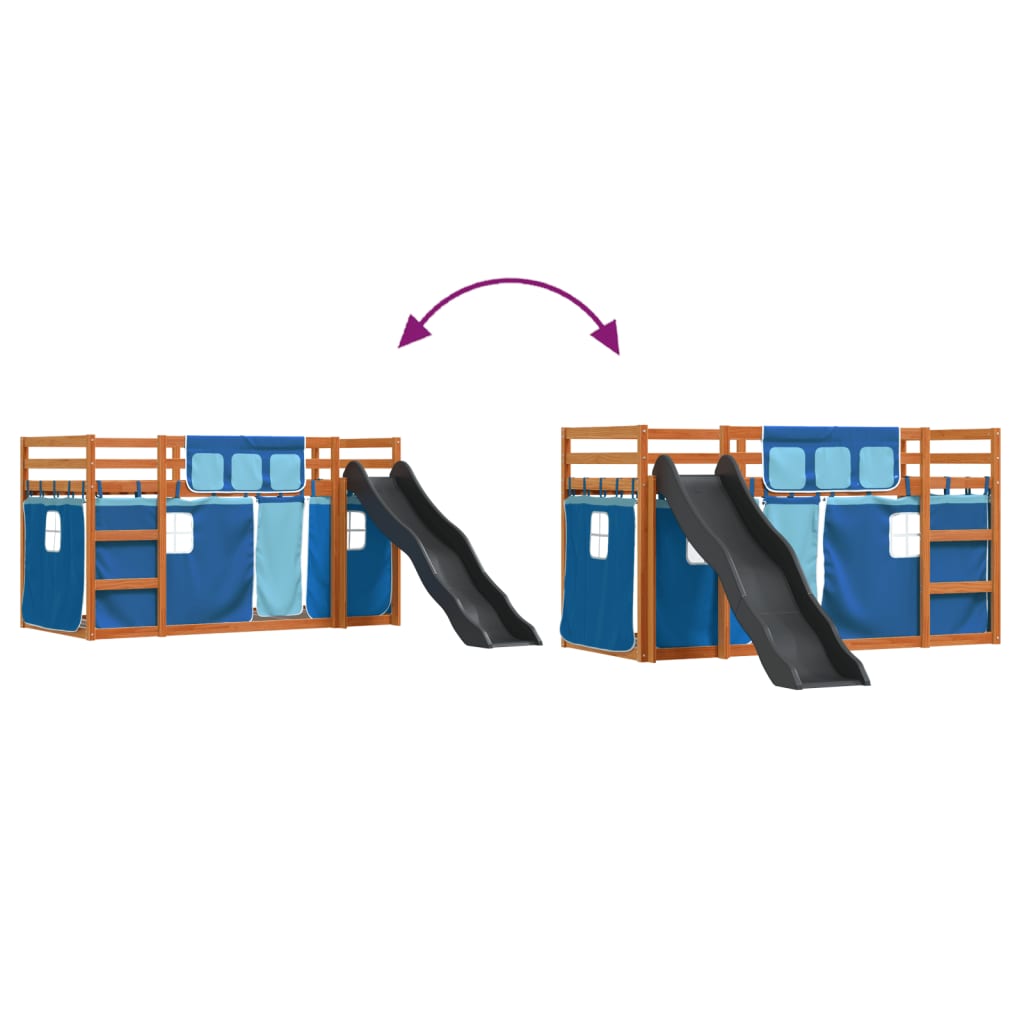 Letto a Castello con Scivolo e Tende Blu 90x200 cm - homemem39