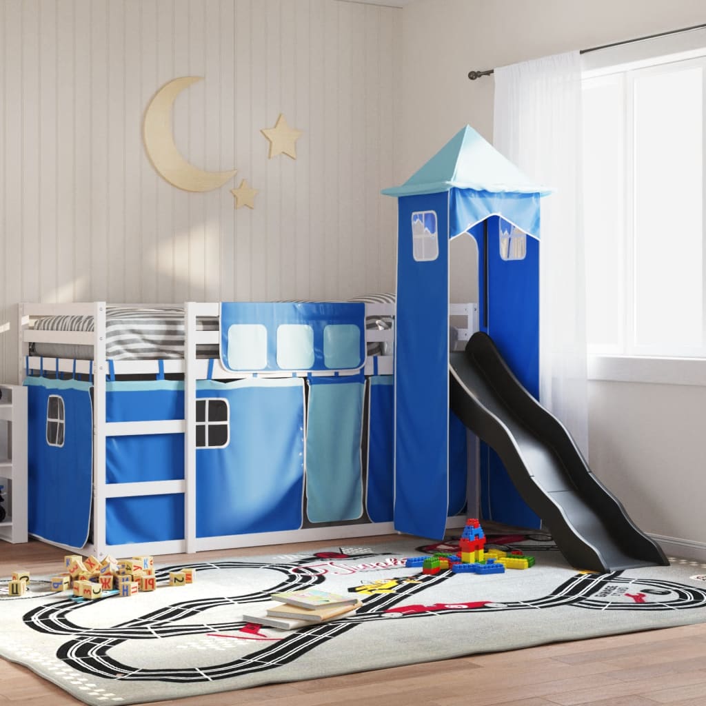 Letto a Castello con Scivolo e Tende