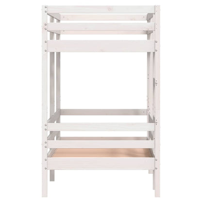 Letto a Castello Bianco 75x190 cm in Legno Massello di Pino