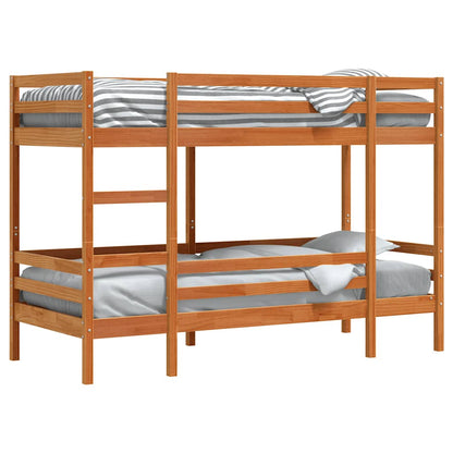 Letto a Castello Marrone Cera 75x190 cm in Legno di Pino