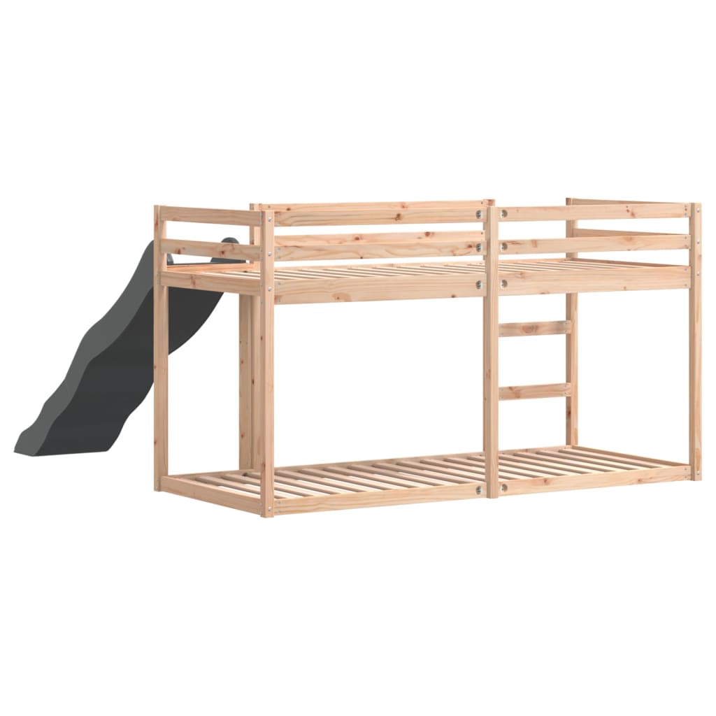 Letto a Castello Scivolo e Scala 80x200 cm Legno Massello Pino