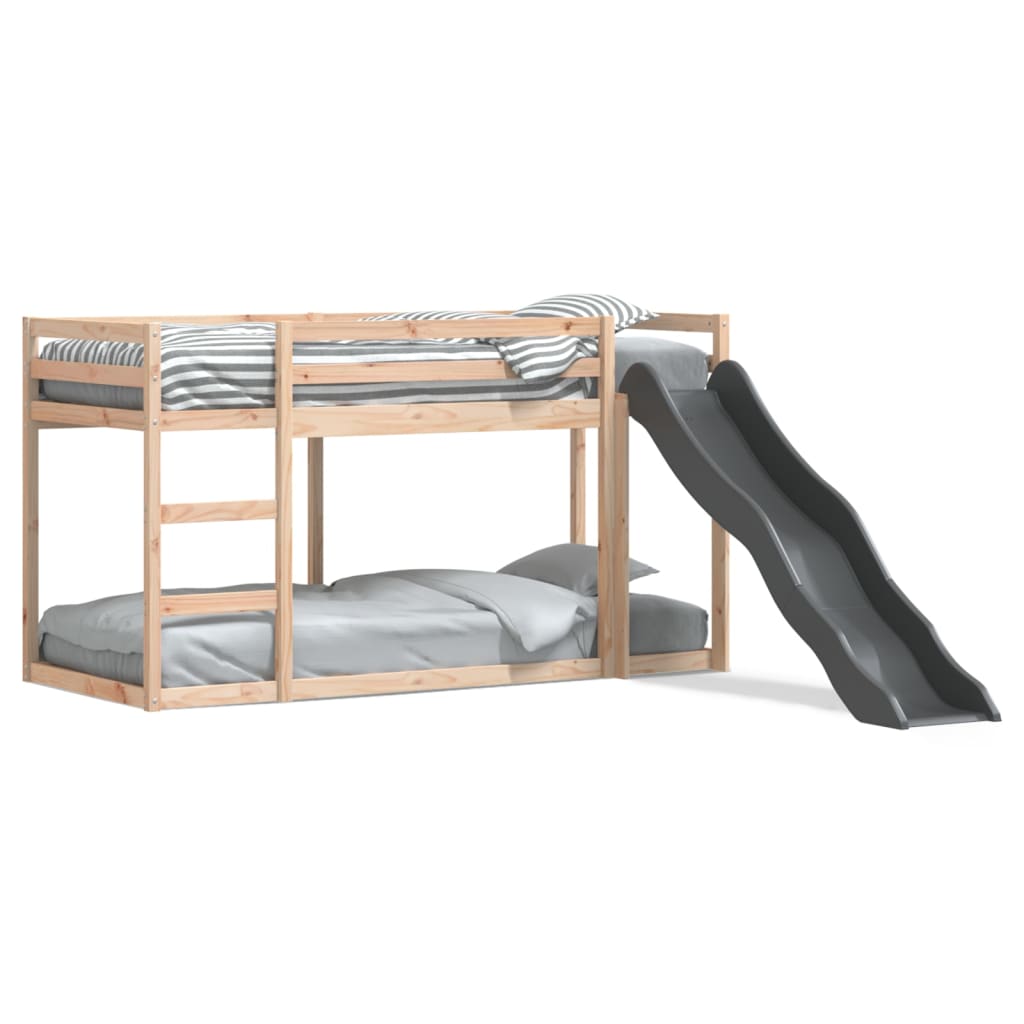 Letto a Castello Scivolo e Scala 75x190 cm Legno Massello Pino