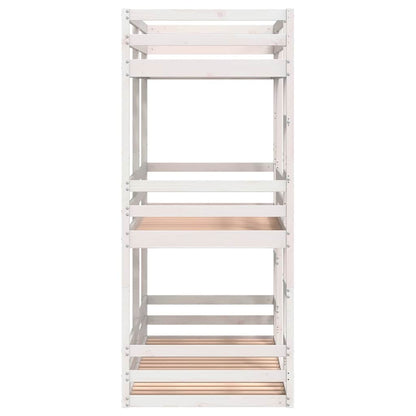 Letto a Castello Triplo Bianco 90x190 cm Legno Massello di Pino