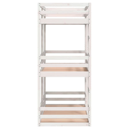 Letto a Castello Triplo Bianco 75x190 cm Legno Massello di Pino