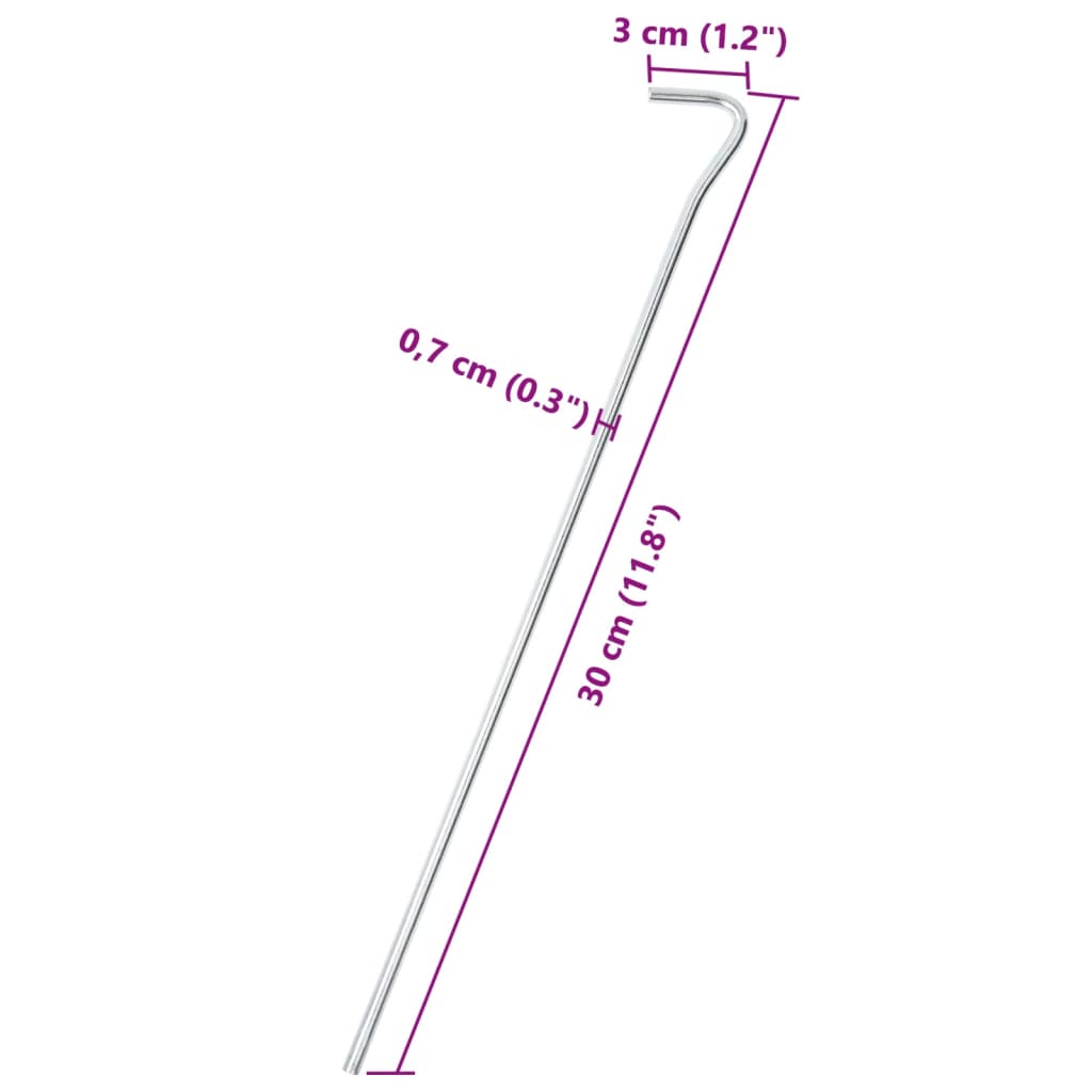 Picchetti per Tenda 25 pz 30 cm Ø7 mm in Acciaio Zincato