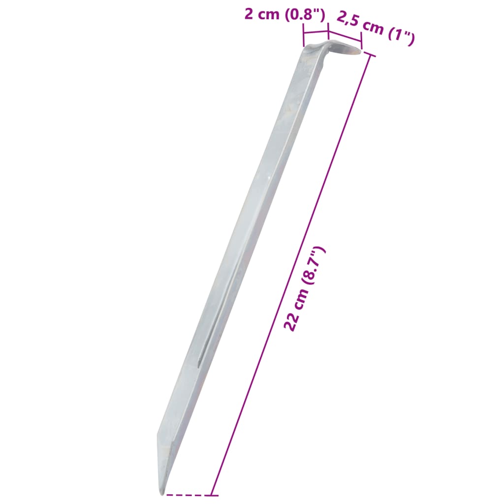 Picchetti per Tenda 24 pz 22 cm Ø20 mm in Acciaio Zincato