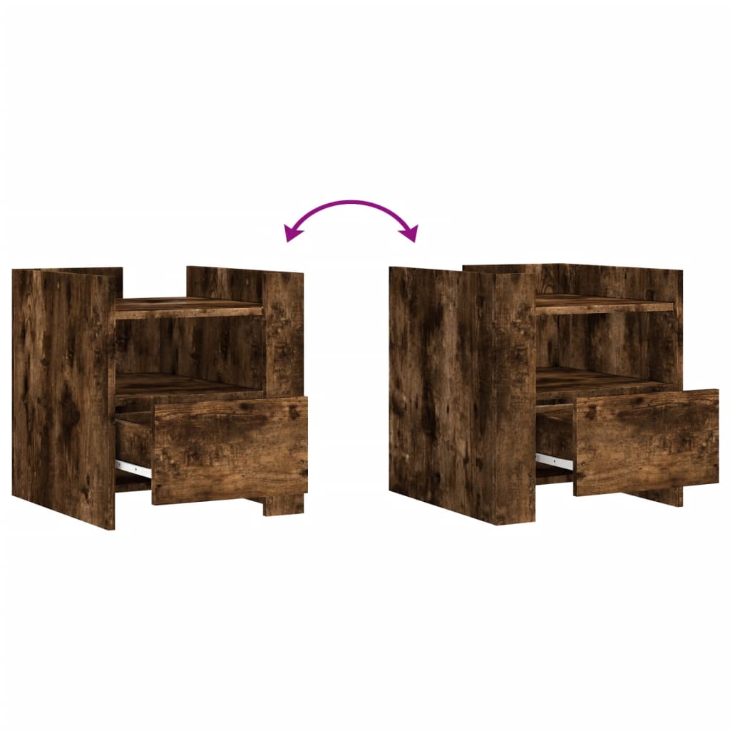 Comodino Rovere Fumo 45x50x50 cm in Truciolato - homemem39