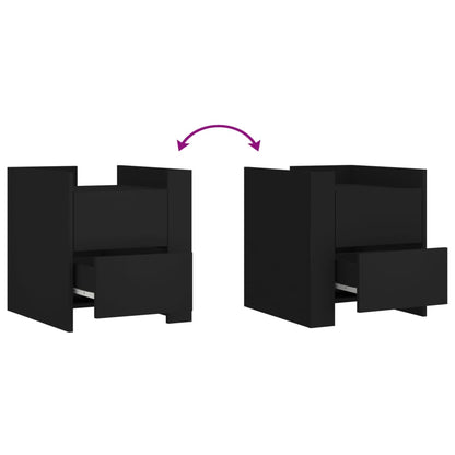 Comodino Nero 45x50x50 cm in Legno Multistrato - homemem39