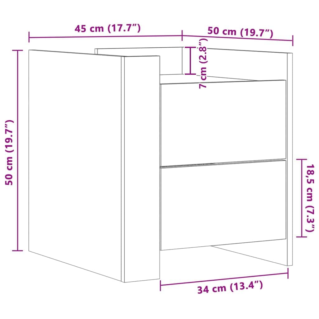 Comodino Grigio Cemento 45x50x50 cm in Truciolato | homemem39