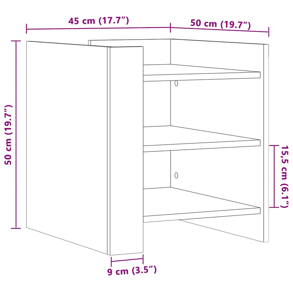Comodino Rovere Fumo 45x50x50 cm in Truciolato | homemem39