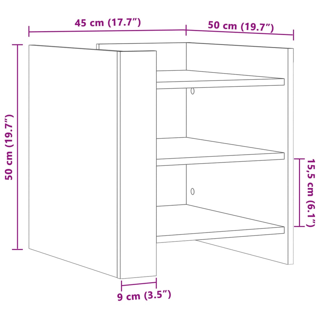 Comodino Rovere Marrone 45x50x50 cm in Truciolato | homemem39