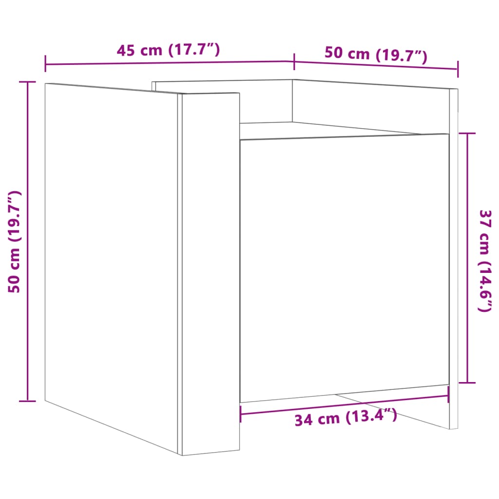 Comodino Grigio Sonoma 45x50x50 cm in Truciolato | homemem39