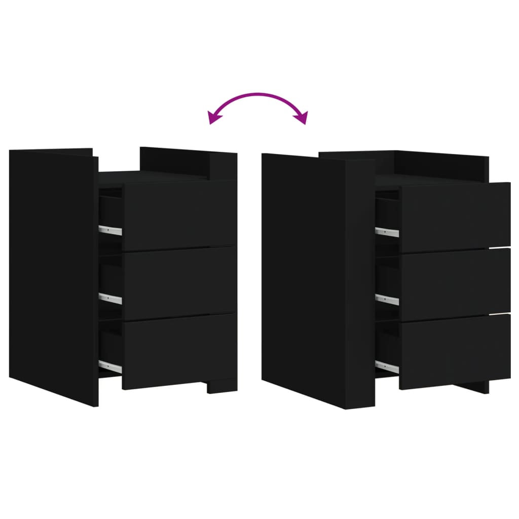 Comodino Nero 45x50x65 cm in Legno Multistrato - homemem39