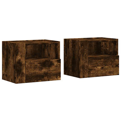 Comodini a Muro 2 pz Rovere Fumo 45x30x35 cm